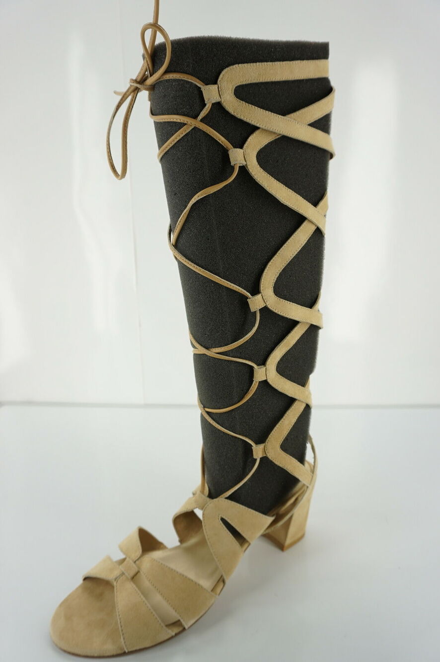 Stuart Weitzman Roman Gladiator Suede Sandal Size 8 Block Heel Open Toe $425 New